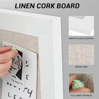 White Cork Board Bulletin Board with Linen, Wood Framed 24" x 18" Corkboard, Office Board for Wall Decor, Wall Mounted Pin Board Picture Board with 20 Pushpins for School, Home & Office - Image 5
