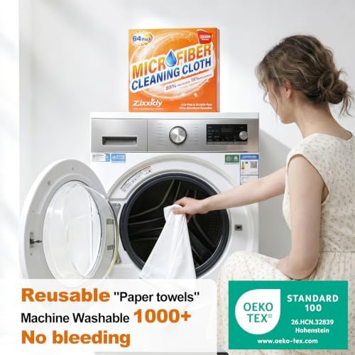 Microfiber Cleaning Cloth 300GSM 64 Pack 12.8" x12.8" White - Image 7