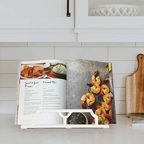 JOGREFUL Cast Iron Cookbook Stand, Kitchen Recipe Holder Scrollwork White - Image 2