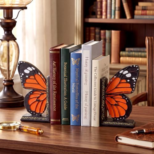Epakh 2 Pcs Monarch Butterfly Book Ends Decorative Bookends - Image 4