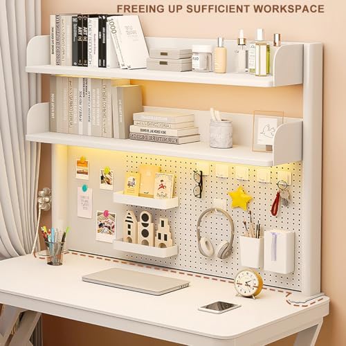 Clamp on Desk Shelf with Pegboard, Desktop Organization Bookshelf - Image 4