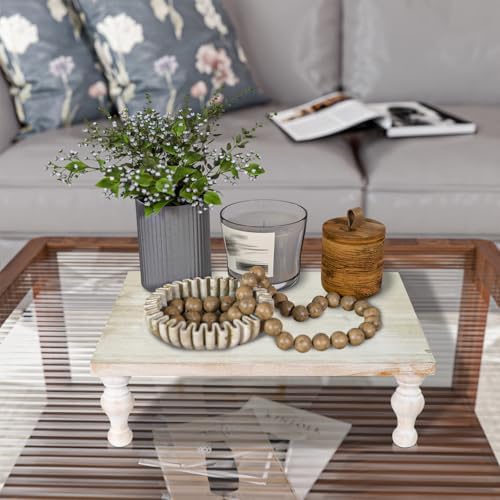 MAONAME Wood Display Risers Distressed, Wash White Wooden Pedestal Stand - Image 6