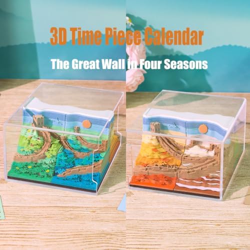 3D Time Piece Calendar, 2027 Desk Calendar With LED Light, 3d Tree Memo Pad Creative Desk Calendar, Christmas Gift for Colleague Friend, Desktop Decoration (Four Seasons) - Image 3