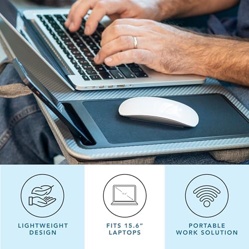 LAPGEAR Home Office Left-Hand Lap Desk – Silver Carbon, Fits 15.6” Laptops - Image 2