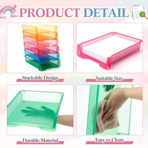 Geetery Turn in Trays Classroom, Clear Mixed Color, Set of 12 - Image 3