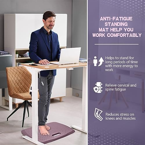 3/4 inch Thick Premium Anti Fatigue Mat with Massage Points, Ideal Standing Pad for Office & Home, Perfect Standing Desk Mat with Handle, Comfort Kitchen Floor Mat (Purple, 17" x 22") - Image 2