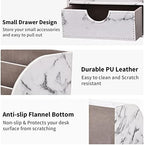 KINGFOM Pu Leather Desk Organizer Pen Pencil Holder Office Supplies Caddy Storage Box 6 Compartments with Drawer Gray Marble - Image 3
