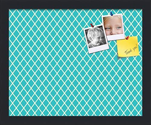 PinPix 15x12 inch Cork Bulletin Board. This Decorative Framed Pin Board Comes with Diamond Pattern in Neon Blue Design and Satin Black. Ideal for Home, Office Decor or School (PinPix-350) by PinPixBulletinBoards