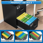 BYNSOE 2 Drawer File Cabinet with Lock Vertical Filing Storage Cabinet Office Home Steel Vertical File Cabinets for Letter Size File Cabinet Locked,Assembly Required - Image 4