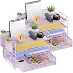 Marbrasse Desk Organizer, 4-Tier Paper File Letter Tray, Purple-2P by Marbrasse