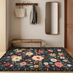DUKINO 3x5 Area Rug, Floral Washable Rug for Bedroom Non Slip, Black - Image 3