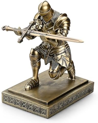 Medieval Warrior Knight Pen Holder Fun Desk Accessories Paperweight Bronze by Amoysanli