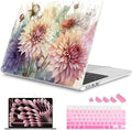 Mektron for 2026/2025/2024/2023 MacBook Air 15 INCH M5 A3448 /M4 A3241 /M3 A3114 /M2 A2941 Case, Printed Plastic Hard Shell Cover with 15.3" Liquid Retina Display Touch ID, Watercolor Dahlias by Mektron