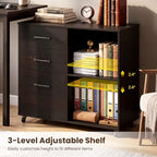 Giantex 3-Drawer Mobile File Cabinet, Rolling Printer Stand with Open Storage Shelves, Under Desk Lateral Filing Cabinet for Letter/A4 Size, Wooden Office Organizer with Wheels for Home Office (Brown) - Image 4