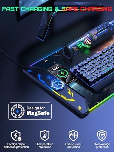 5-in-1 RGB Mouse Pad with Wireless Charging, Gaming Desk Mat, Cosmic Planet - Image 2