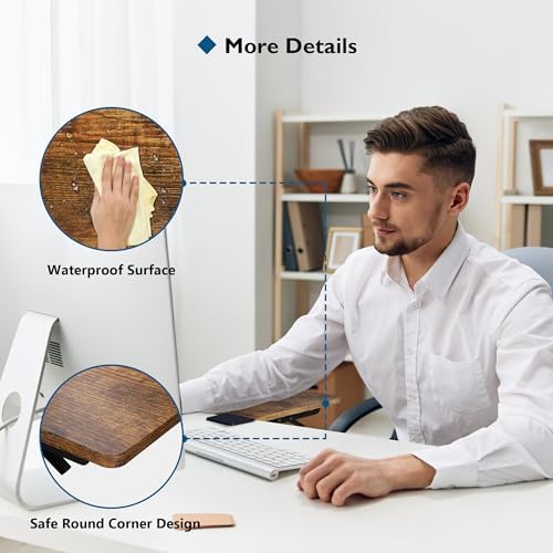 BONTEC Ergonomic Desk Extender Tray, 9.5"x9.1" Table Mount Arm Wrist Rest Shelf, 90° Foldable Elbow Support, Clamp on Computer Arm Rest for Desk, Office & Home Use, Durable & Easy to Install - Image 4
