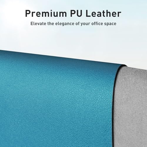 Aothia Faux Leather Desk Mat - Non-Slip PU Leather Desk Blotter, Waterproof Writing Surface, Large Desk Pad for Office & Home (Turquoise, 55" x 17") - Image 2