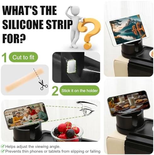 Couch Cup Holder with Phone Stand, Couch Arm Tray for Armrests Over 4.9" - Image 4