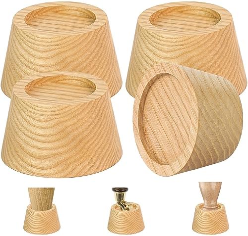 FASONLA Bed Risers (Set of 4) Furniture Risers Lifts Height 2", Oak Solid Wooden Risers for Bed, Furniture Risers with Non-Slip Recessed Hole (Monolithic Wood, 4pcs-2" Hight-Natural) by FASONLA