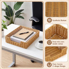 2 Pcs Rattan Letter Tray for A4 File, Woven Desk Organizer Tray - Image 4
