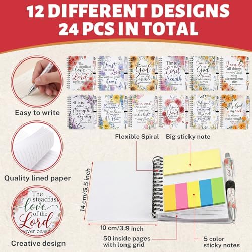 Sprial Notebooks with Pens Bulk, 48 Pack, 5.5 x 4.7 Inch, Prayer - Image 3