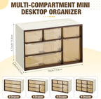 Briwooody 4 Pcs Mini Desktop Drawer Storage Box 3 4 6 9 Compartment, Brown - Image 3