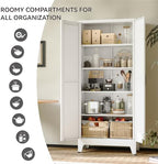 COFaR 71" White Farmhouse Pantry Cabinet with Doors and Adjustable Shelves - Image 6
