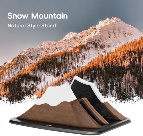 AFOOYO Vertical Dual Laptop Stand - Snow Peak-Shaped Walnut Adjustable Laptop Holder,2 Slots Desktop Dock Compatible with All MacBook, Surface,Chromebook,Dell & More(Walnut) - Image 3