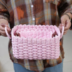 Woven Paper Rope Wicker Basket for Organizing(Set of 3,Pink) - Image 4