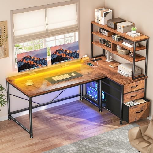 DurayLoly 55"Computer Desk with 3 Drawers & Shelf for Bedroom & Home Office - Image 5