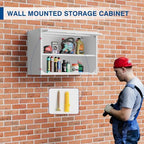 Fesbos Metal Storage Cabinet White Wall Cabinets with Shelf and Locking Door - Wall Mounted Storage Cabinet for Garage Warehouse Home Office - Assembly Required - Image 2
