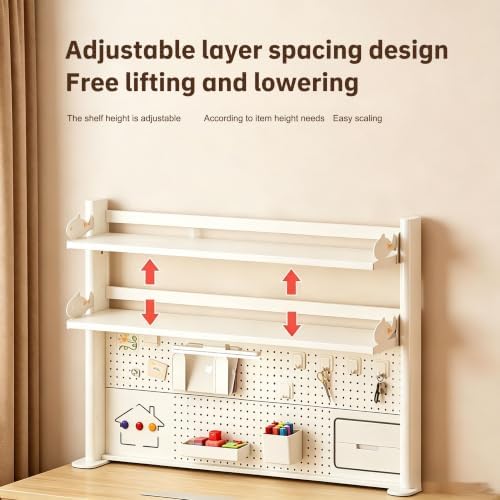 Desk Hutch Shelf with Pegboard for Dorm Office,Desktop Storage Organizer - Image 4