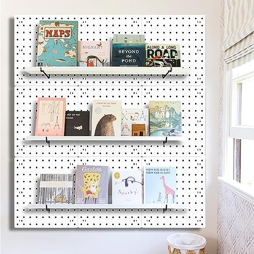 Pegboard Shelf Set - 6 Heavy Duty Peg Board Shelves & Steel Brackets, Organizer for Storage, Garage, Workbench, Craft, Office - Image 6