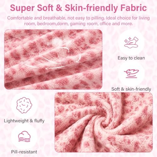 DOBUONO Comfy Office Chair Cushion, Cute Seat Cushion Kawaii Cushion for Gaming Chair with Backrest Non-Slip Floor Seating for Adults and Pets Pink Leopard Print Stuff for Room Decor - Image 6