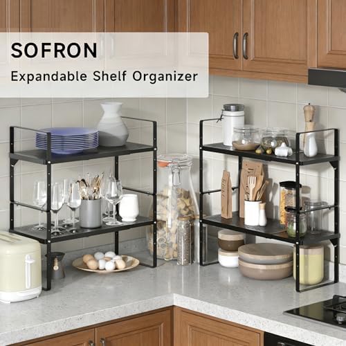 Expandable Storage Shelf, Stackable Organizer Rack, Black Small 2 PK - Image 3