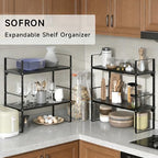 Expandable Storage Shelf, Stackable Organizer Rack, Black Small 1 PK - Image 3