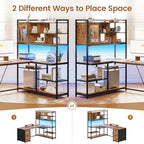 SEDETA 58'' L Shaped Computer Office Desk with 3 Drawers and Bookshelf - Image 3