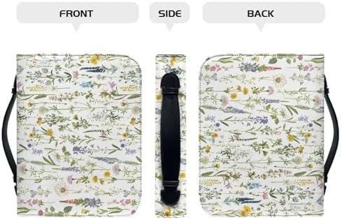 Bible Cover for Women Men Lavender Floral Pattern Bible Carrying Book Case with Handle Bible Bags Tote Bible Accessories Book Covers Church Bag - Image 3
