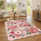 DUKINO 4x6 Area Rug, Non Slip Floral Washable Rug for Living Room, Pink - Image 3