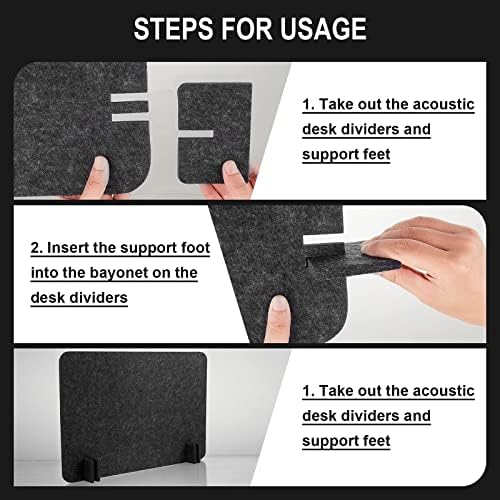 Fabbay 2 Pcs Acoustic Desk Divider Desk Partition for Students 16 x 24 Inch Table Freestanding Privacy Panel Visual Distraction and Noise Reducing for School Classroom Teacher Office (Black Gray) - Image 6