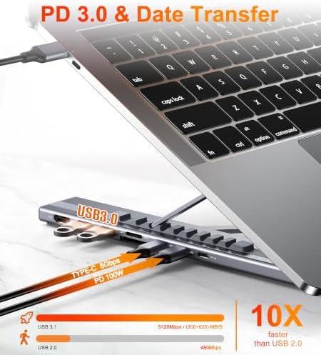 Mukiya USB C Laptop Docking Station Stand, 8 in 1 Hub 4K HDMI, Dock Stand - Image 5