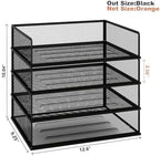 Natwind 4-Tier Stackable Metal Mesh Letter Paper Tray Organizer,Black - Image 2