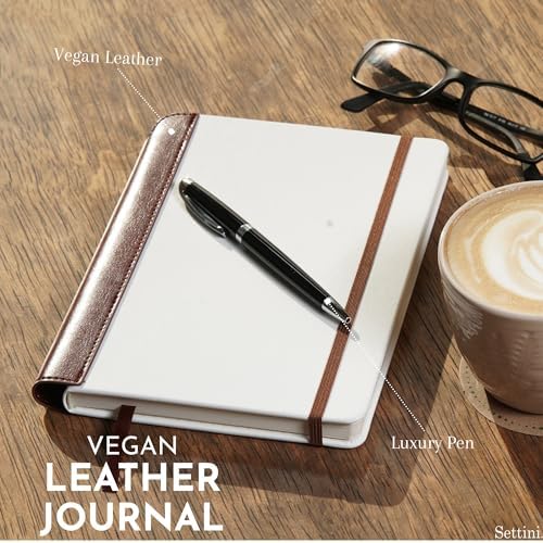 SETTINI® Vegan Leather Journal Gift Set with Pen 192 Pages, Modern White - Image 4