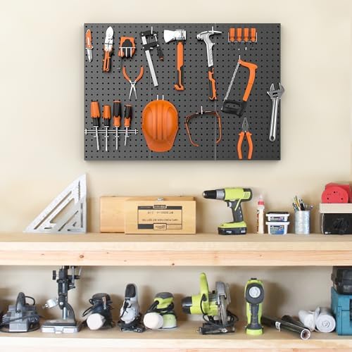 Pegboard Smith Metal Pegboard Panels 12" x 24", 3 Pack Black Wall Mounted Tool Organizer Boards, Heavy Duty Tool Storage Peg Board for Garage, Workbench, Office, Fits 1/4" Peg Hooks - Image 2