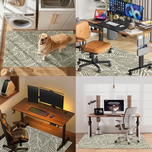 Office Chair Mat for Hardwood Floor & Tile Floor,36"x48"-Green Leaves - Image 6