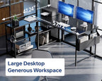 Pamray 57.5 Inch L Shaped Computer Desk with Reversible Side Storage Shelves, Small Corner Desk for Small Space Home Office,Writing Study Table PC Desk for Bedroom,White - Image 5