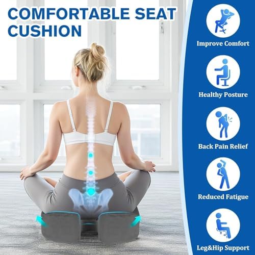 CushyOasis Seat Cushion, Office Chair Cushions, 5.28 in Thick (Grey) - Image 3