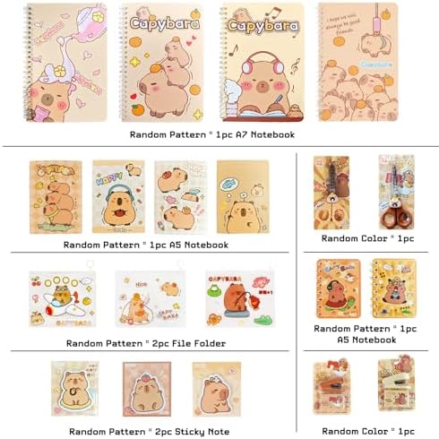 Capybara Pencil Case with Gift Box - 17 Kinds 34PCS Capybara Stationery Gift,Cute Back To School Supplies,Capybara Stuff Cartoon Student Pen Bag Organizer,Animal Themed Gift for Student Girls Boys - Image 2