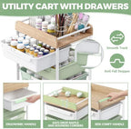 SYKIARIOL 6 Drawer Rolling Cart for Craft Storage,Utility Drawer Cart,Green - Image 4