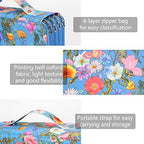 Colored Pencil Case - Large Capacity Colored Pencil Holder with Zipper Closure Twill Fabric Pencil Case for 300 Colored Pencils or 200 Gel Pen, Pencil Case Organizer for Artist (Blue Flower) - Image 3